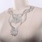 8” Diagonally Silver Rhinestone Iron on Collar Neckline Applique Flower Center Costume Embellishment